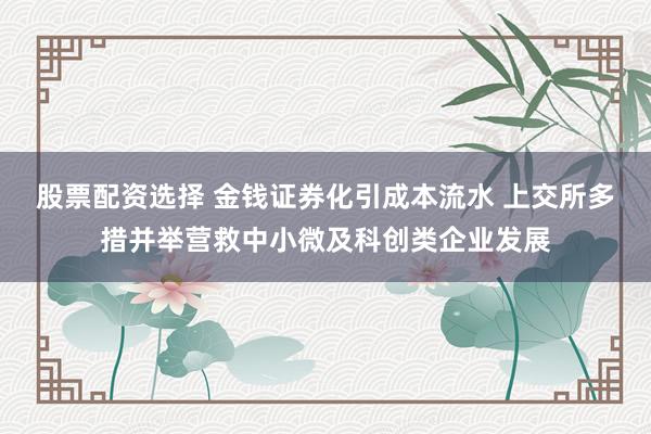 股票配资选择 金钱证券化引成本流水 上交所多措并举营救中小微及科创类企业发展